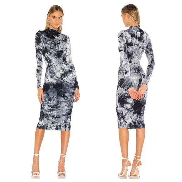 lovers and friends ivanna tie dye turtleneck body on midi dress - Image 2