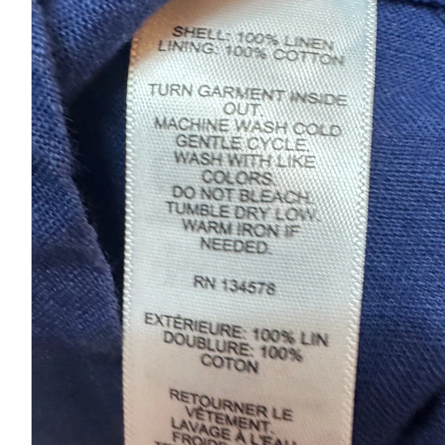 Vineyard Vines‎ Linen Pintuck Dress Navy Blue Linen Blend Flutter Sleeve Size L - Image 8