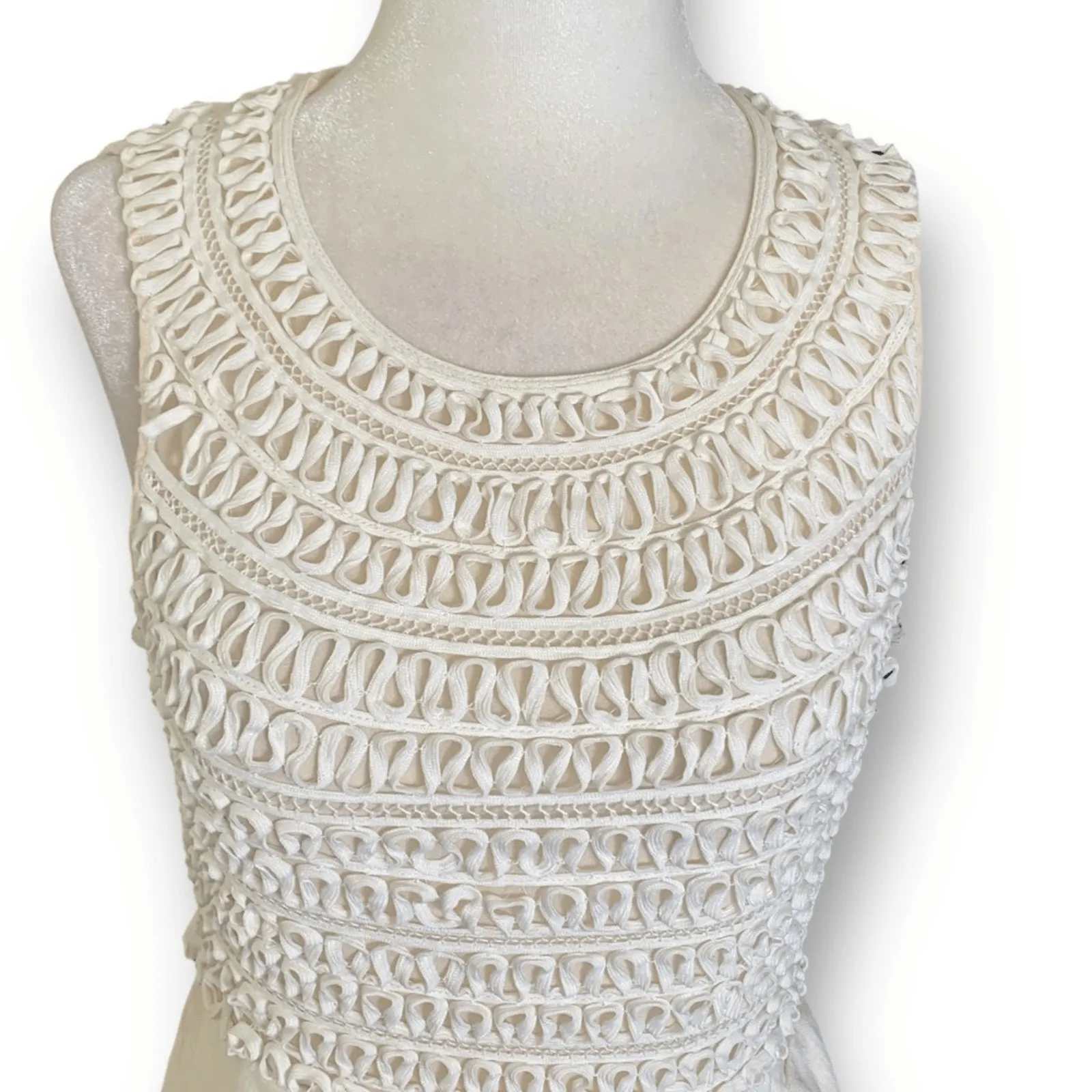 3.1 Phillip Lim Cream Sleeveless Textured Shift Dress Size 0 Linen Silk Mini - Image 3