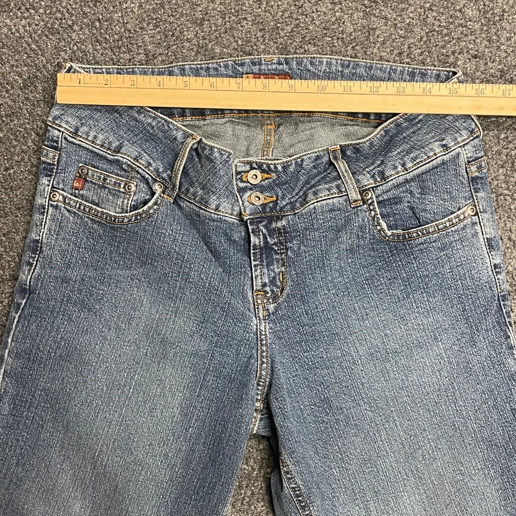 Vintage LEI Ashley womens low rise grommet jeans size 16 Y2K 90s Bootcut slim Blue - Image 7