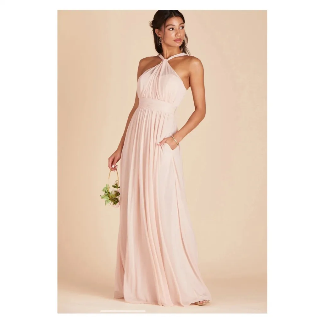 Birdy Grey Kiko Grecian Halter Bridesmaid Dress Pale Blush Pink M‎ Classic - Image 6