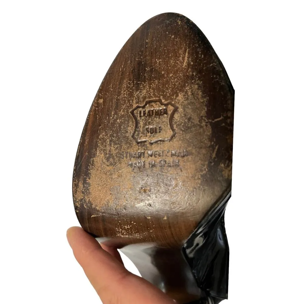 STUART WEITZMAN Platform Patent Leather Pumps Peep Toe Slingback Block Heels 8.5 - Image 6