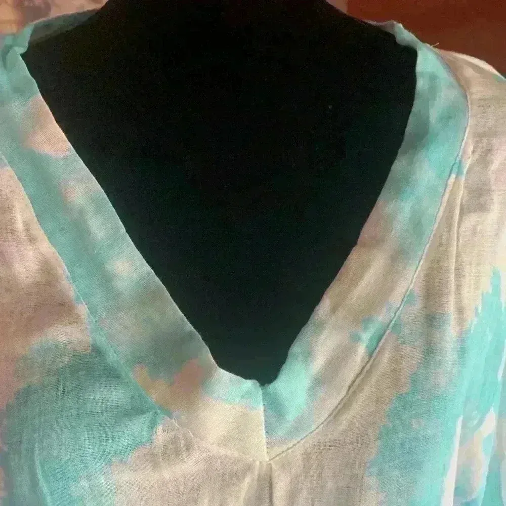 Sofia Print Dress Handmade In Italy From Boutique one Size. D7 Blue - Image 3