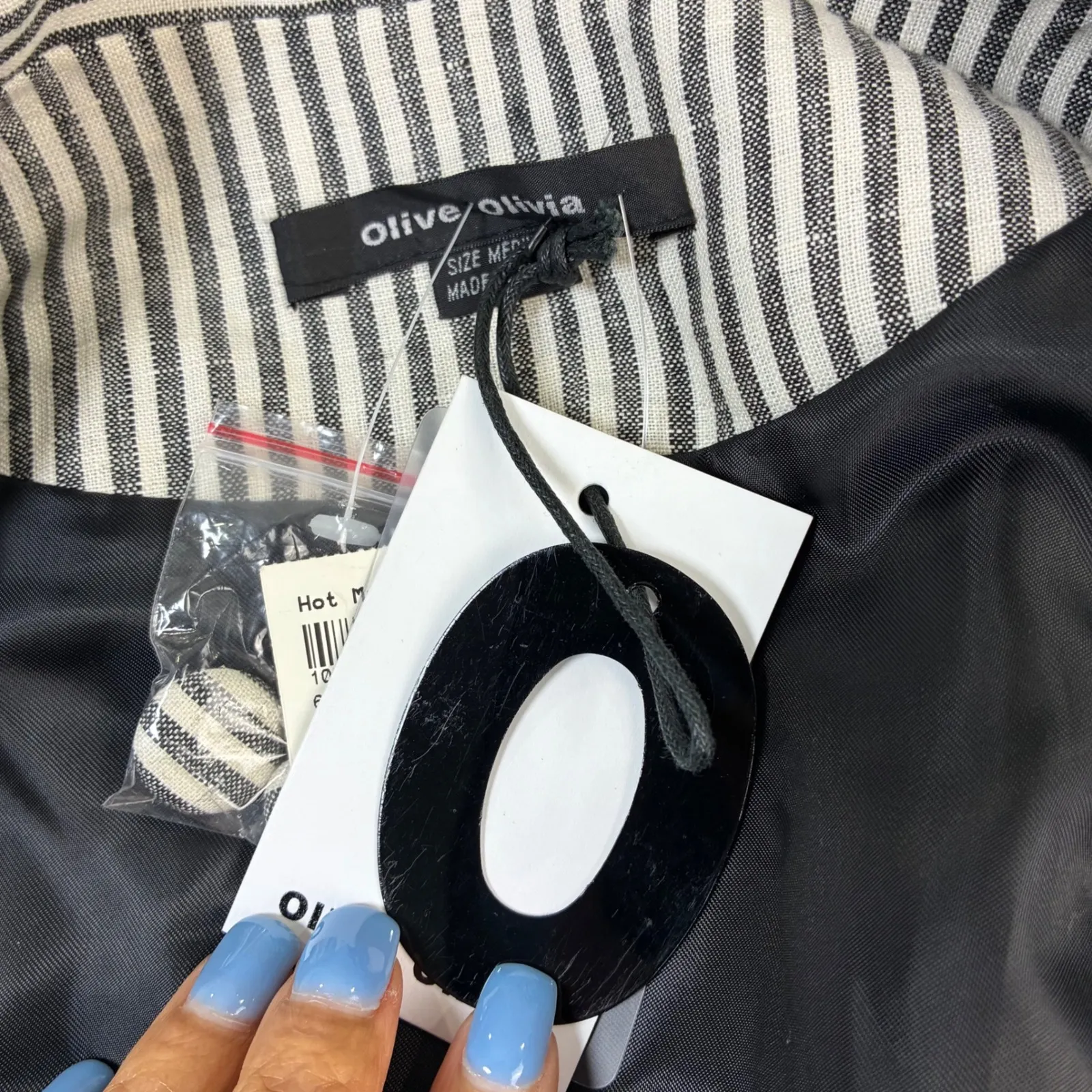 NWT Olive + Olivia Striped Linen Blend Blazer Jacket‎ - Image 7