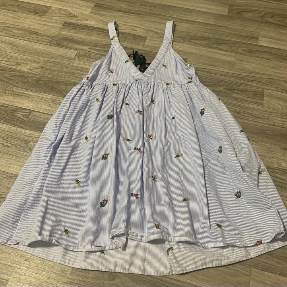 Zara Trafaluc  Collection Blue White Dress W/Floral Prints - Image 9