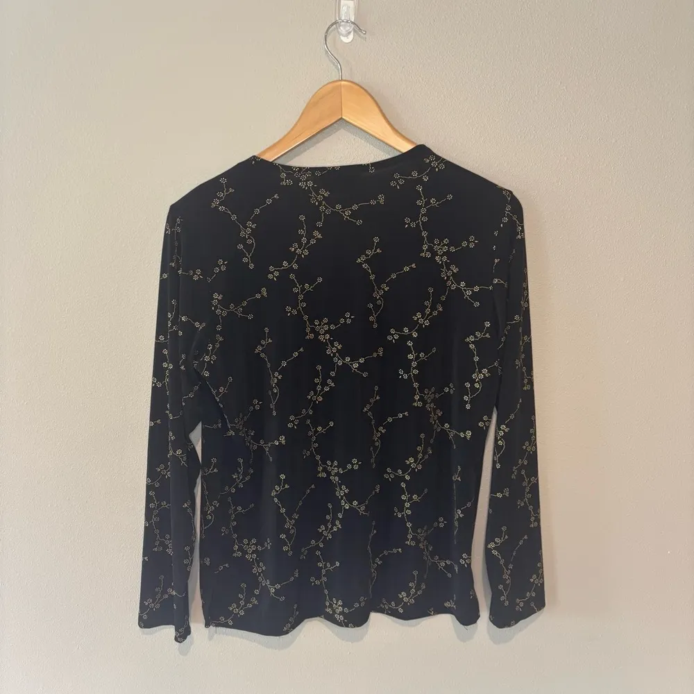 VINTAGE Y2K IMPRESSIONS OF CALIFORNIA Women’s Long Sleeve‎ Black Floral Top - Image 2