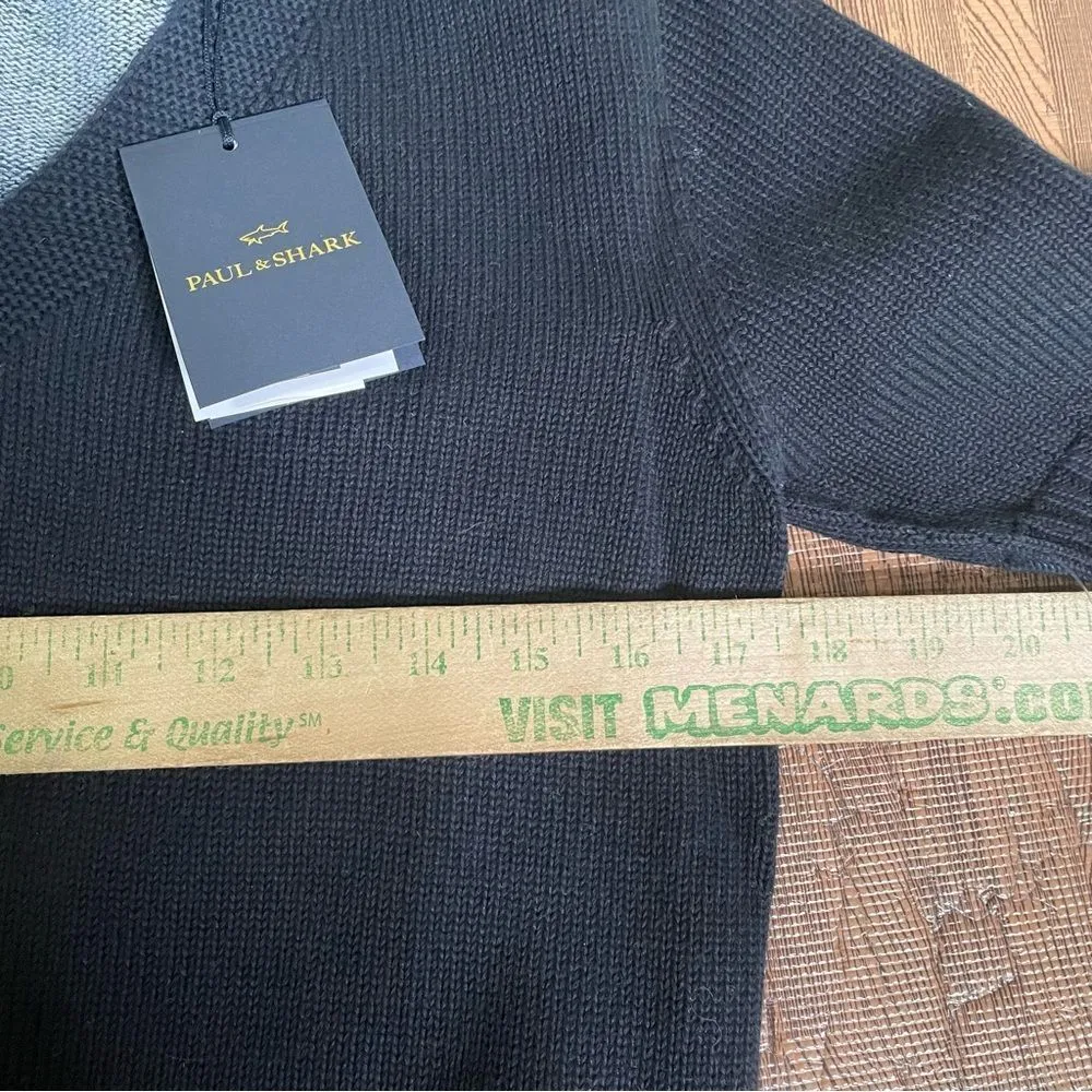 Paul & Shark Yachting Navy Pima‎ Cotton V Neck Short Sleeve Sweater Top Large Blue - Image 10