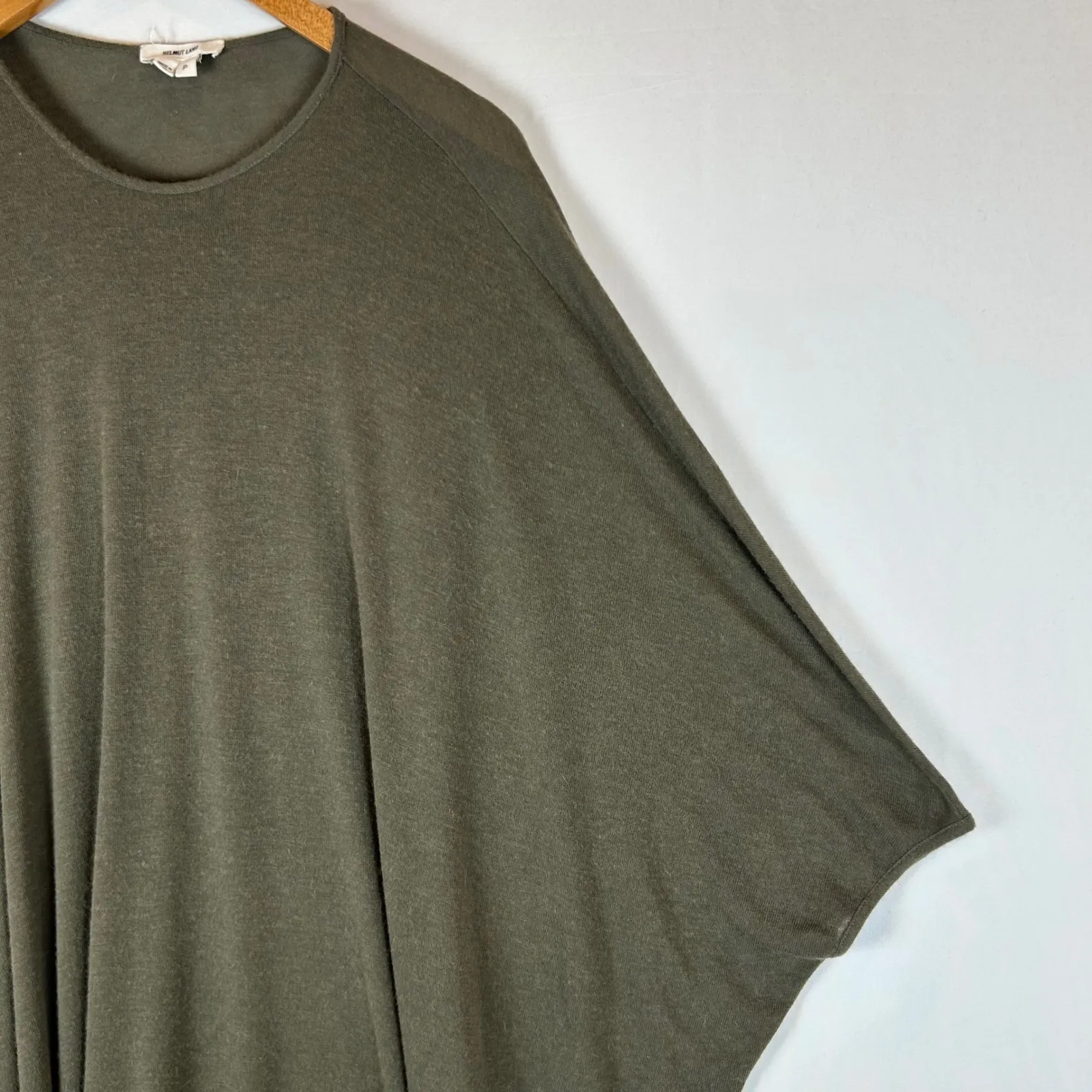 Helmut Lang Green Brown Asymmetrical Lightweight Poncho Top Size P - Image 9