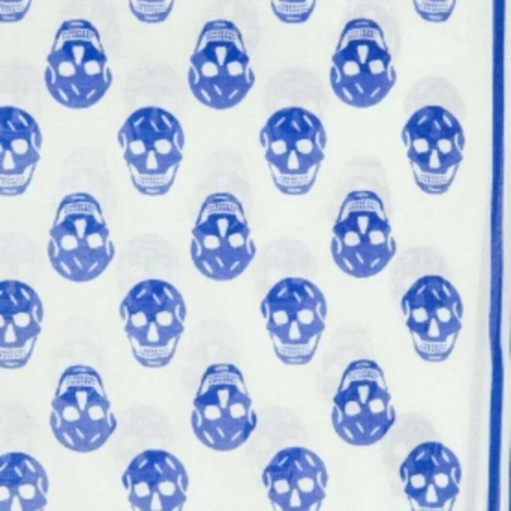 Alexander McQueen skull print wraparound-style scarf blue and white - Image 3