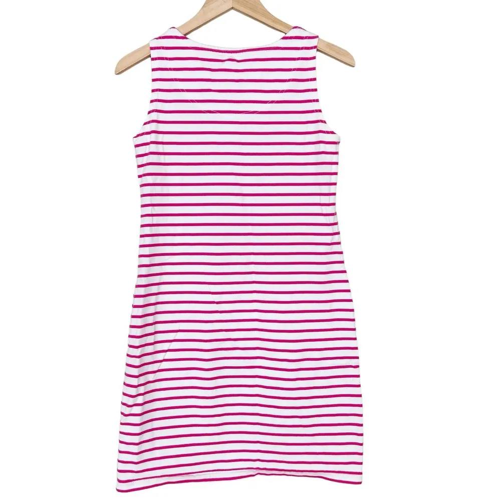 Joules Riva Pink White Striped Sleeveless Dress Sz 6 - Image 5