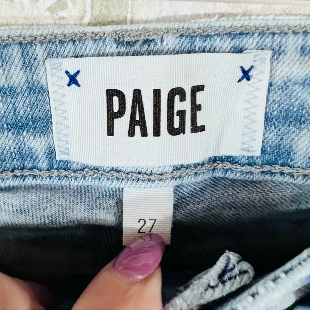 PAIGE Hoxton Straight Ankle Leg Raw Hem Distressed Jeans Pasadena Wash Size 27 - Image 9