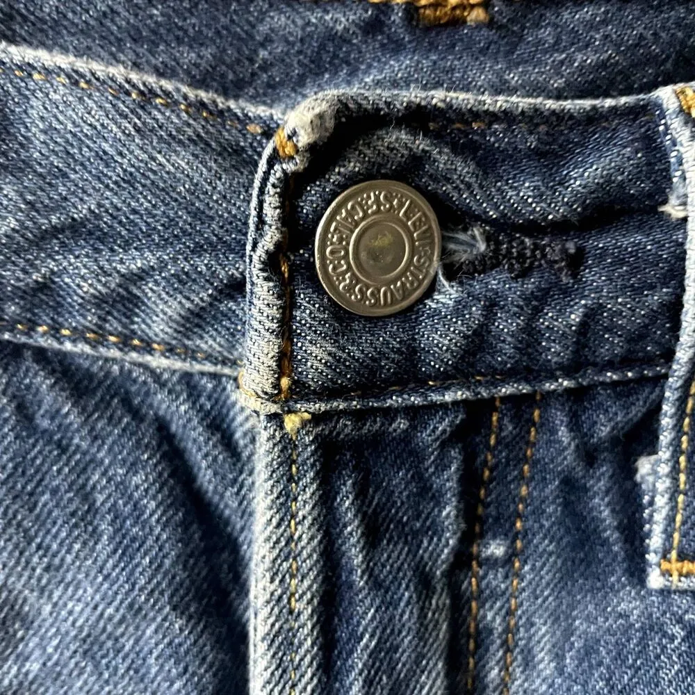 Levi's 501 Dark Medium Wash Blue Distressed Denim Cut-Off Shorts EUC Size 25 - Image 13