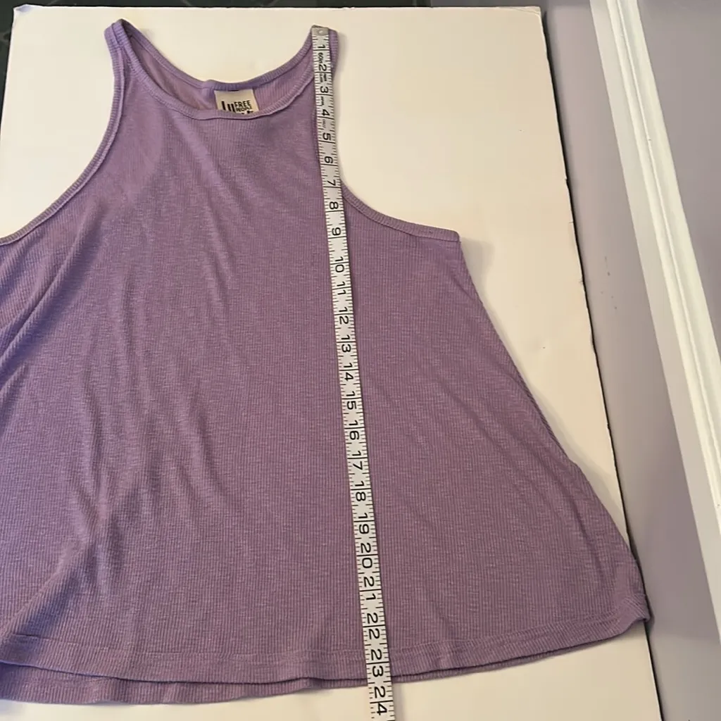 Free People Long Beach lilac lavender ribbed racer back fly away tank top - Image 10