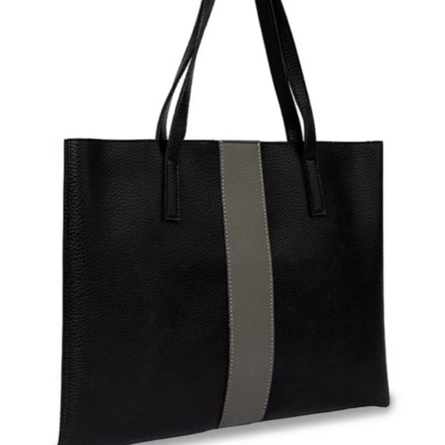 Vince Camuto Black Pebbled Faux Leather Tote Bag - Image 4