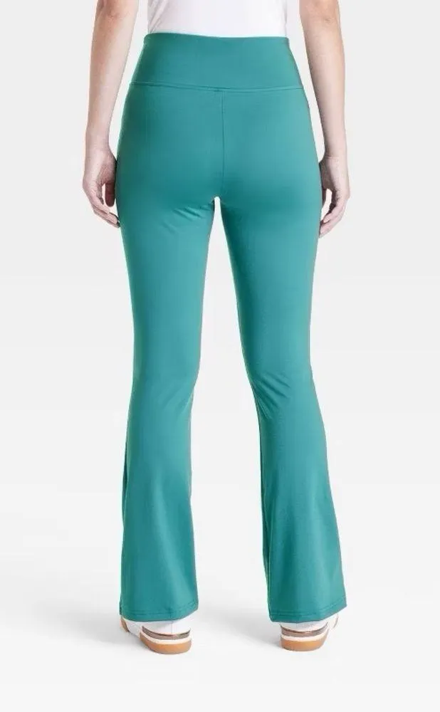 Women's High Waisted Flare Leggings with Ruched Waistband - Image 2