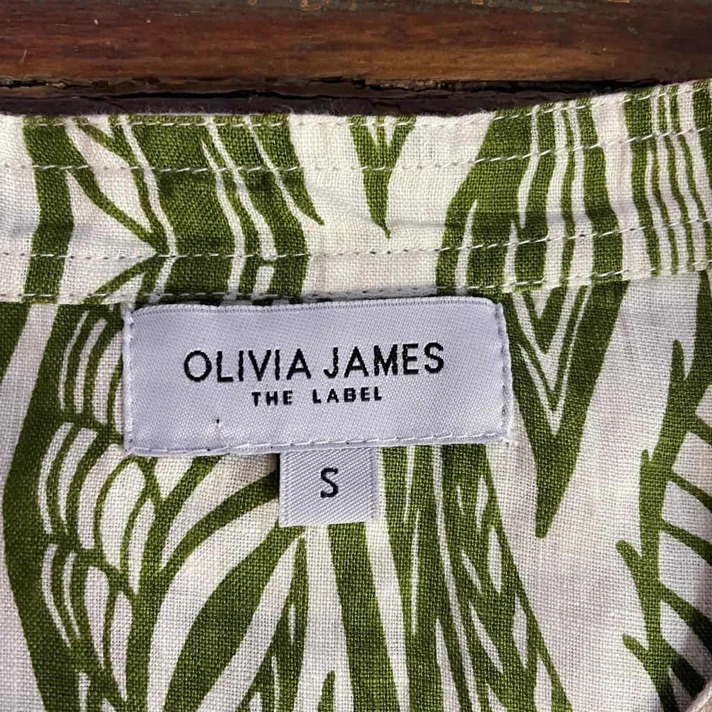 Olivia James The Label Austin Mini Dress In Lilypad Green 100% Linen - Image 12