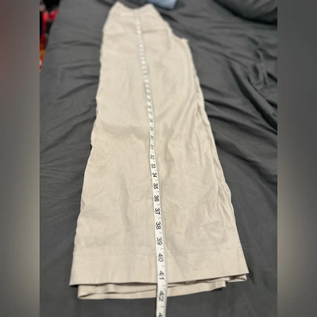 Evereve Women’s Sz: 27 Cream Tan  Wide Leg Linen Blend Pant. Patch Pocket. - Image 5