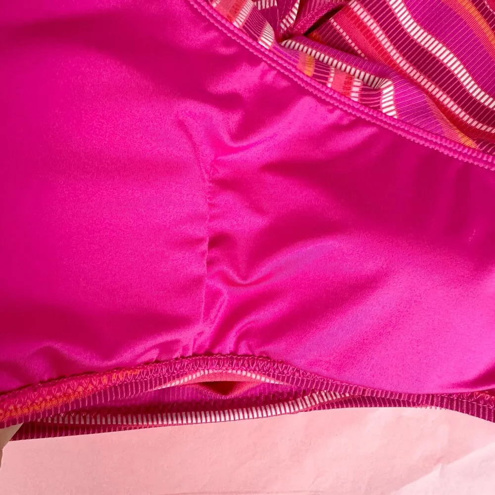 Trina Turk Marai Swim Top One Shoulder Ruffle Pink Striped Padded Beach US 4 NWT - Image 9