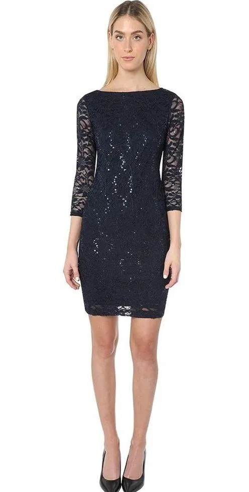 Tiana B Women's Sequin Lace Sheath Dress Cream Size 6P - Image 10