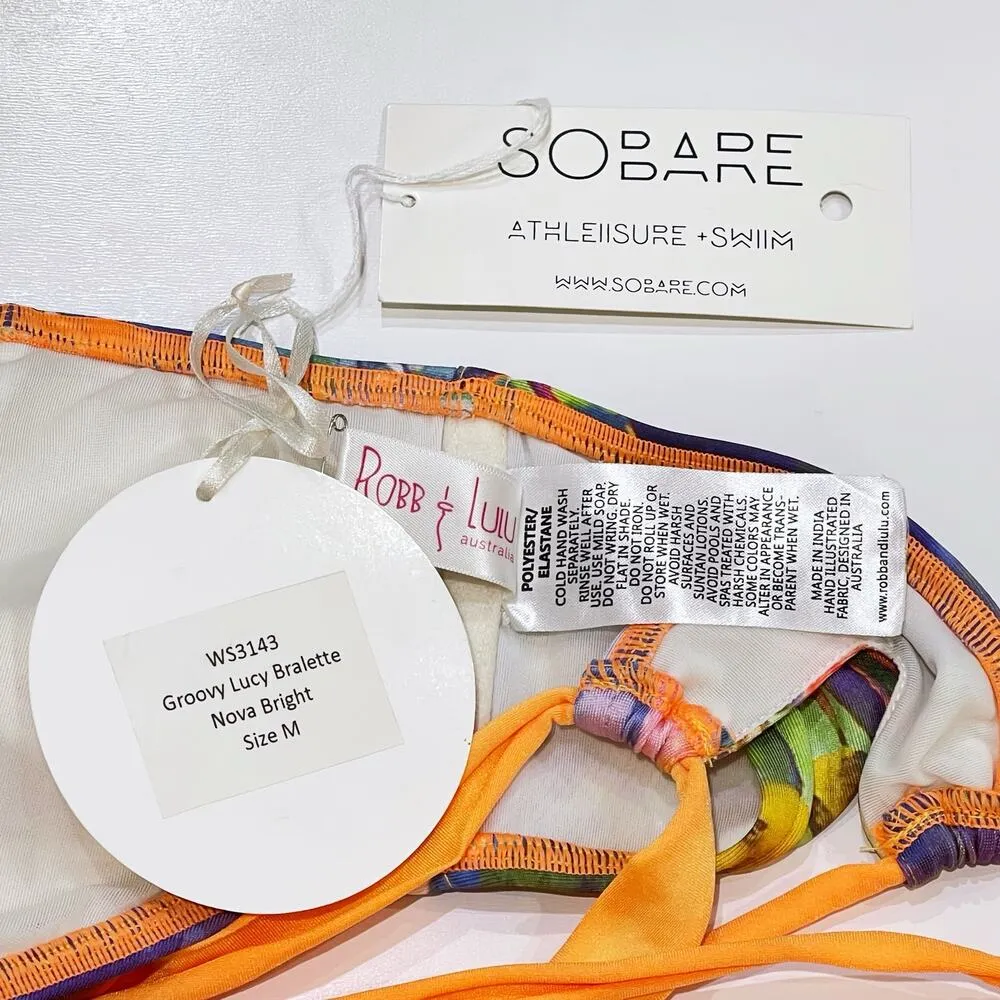 NEW Robb Lulu M Bikini Top Groovy Lucy Bralette Strappy Cutout Swimwear Bright Purple Size M - Image 8