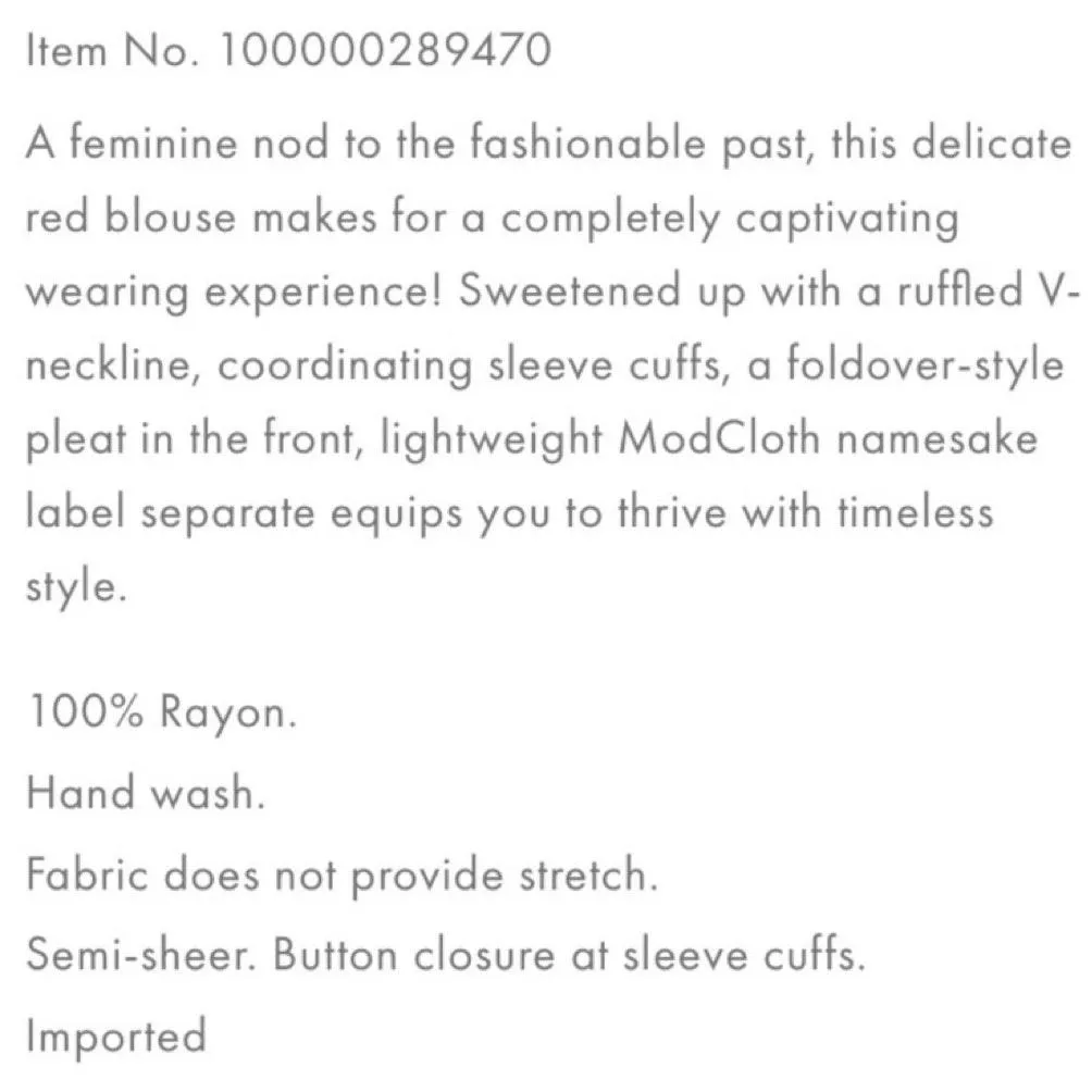 NWOT Comprehensive Charm Crimson Dark Red Sheer Blouse Medium New - Image 11