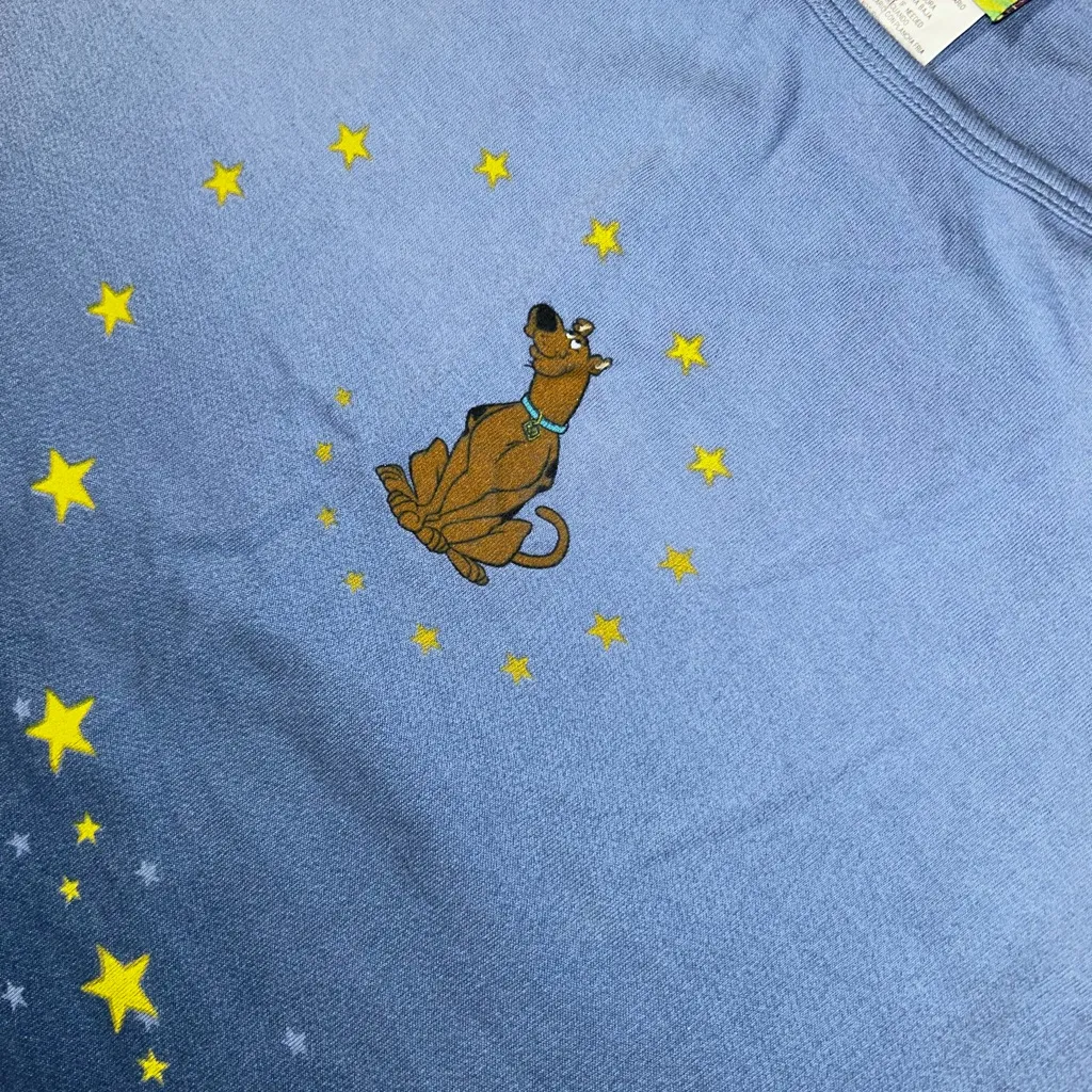 Vintage 90s Y2K Blue Scooby-Doo Stars Celestial Women's Sleep Cami Tank Top XL - Image 9