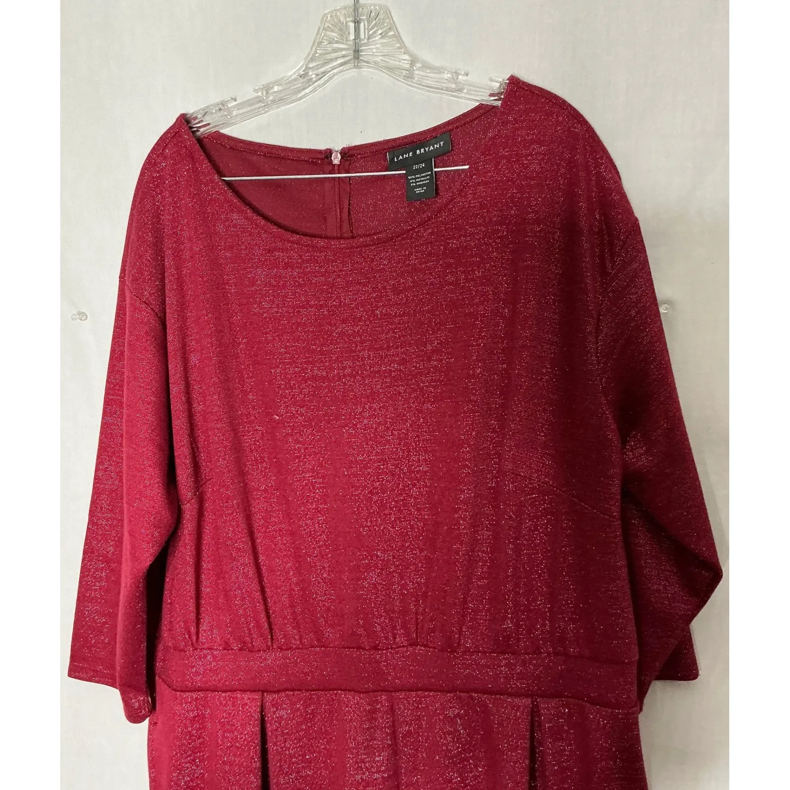 Lane Bryant 22/24 Red Glitter Jumpsuit Metallic Stretch Party Holiday One Piece - Image 10