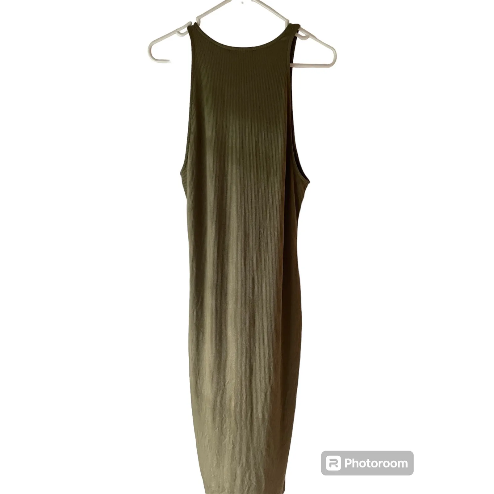 NWT INC X Culpos Bodycon ribbed, army green,‎ halter dress, SZ XL Green - Image 4