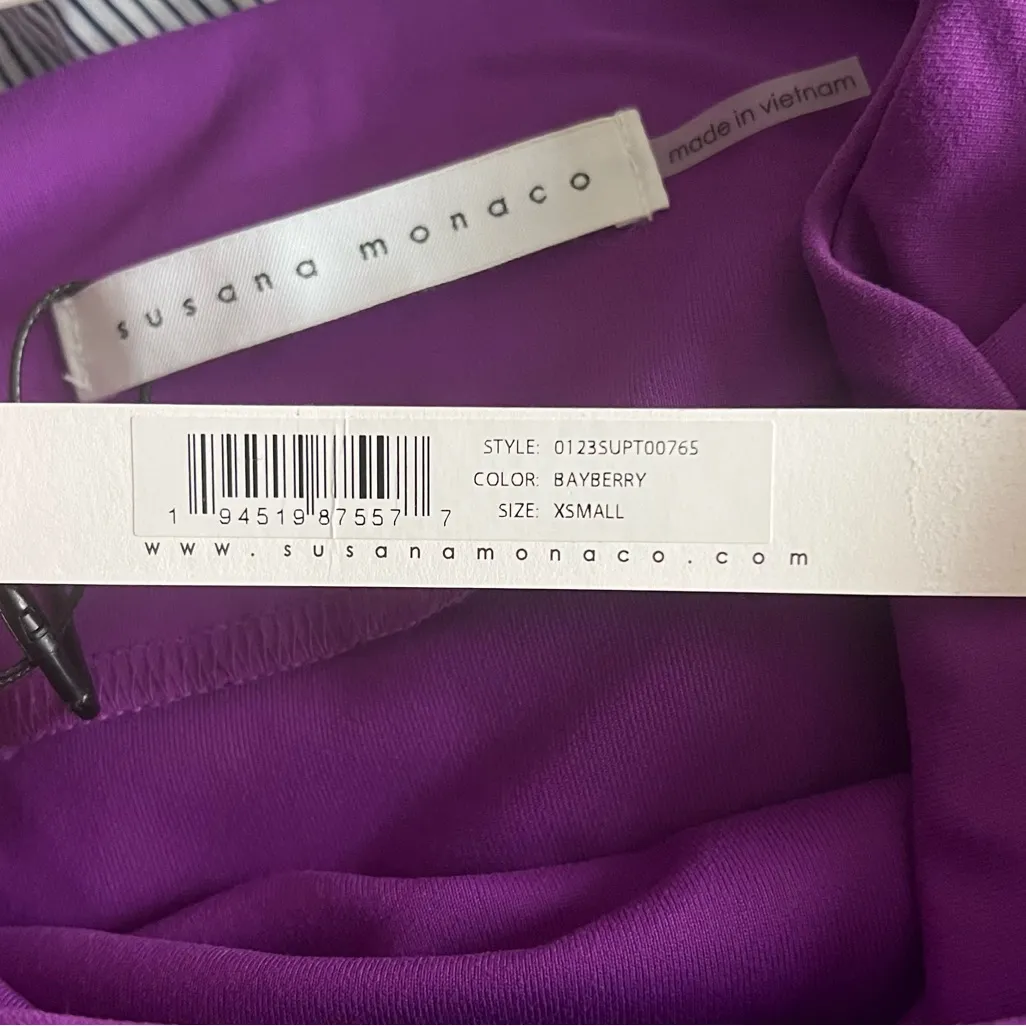 Susana Monaco Purple Bayberry Wide Strap Tank Top Size XS NWT - Image 5