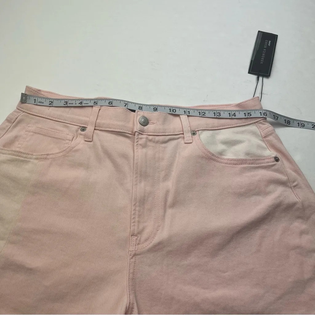 Veronica Beard Jeans Charlie Barrel Leg High Rise Pink Color-block 31 / 12‎ NEW - Image 9