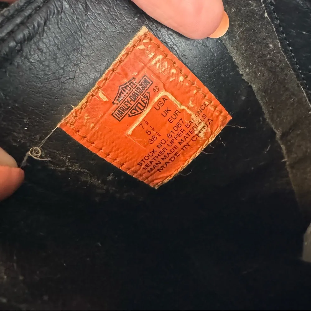 Vtg Y2K Harley Davidson Black Leather Tall Pavement Boots Sz 7.5 Chunky Moto - Image 14