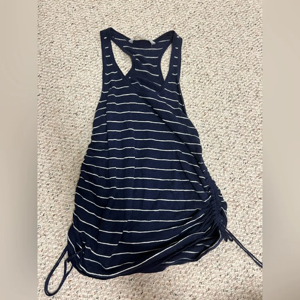 Athleta Navy and White Striped Tank Top medium - Image 2