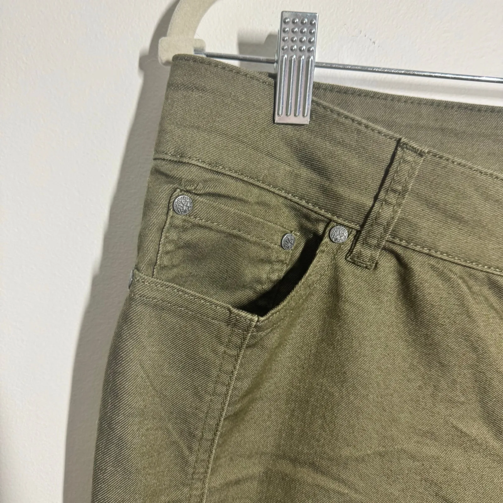 Prana Carlotta Crop Jean Pant Women 12 Green Organic Cotton Slim Skinny Minimal - Image 5