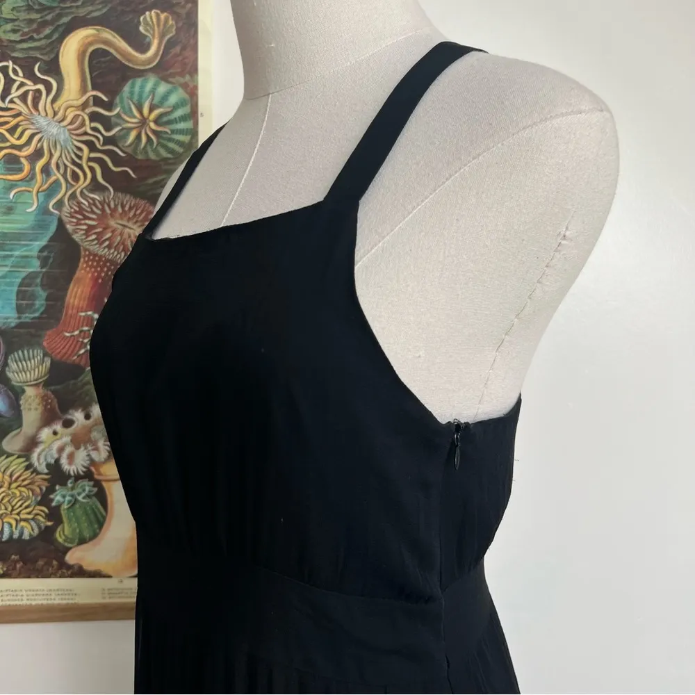 Silk Halter Black Maxi Evening Dress with Handkerchief Hemline silk - Image 11