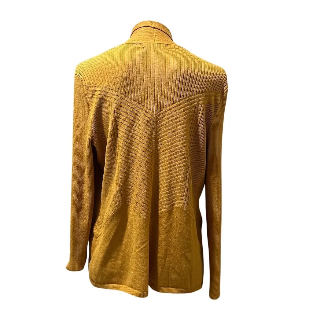 89th & Madison Women's M Yellow Knit Cardigan Long Sleeve Sweater Size M - Image 6