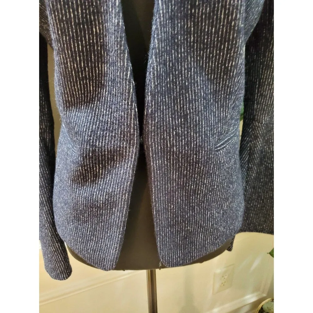 Anthropologie Cartonnier Blue Wool Long Sleeve Open Front Casual Jacket Blazer 4 - Image 3