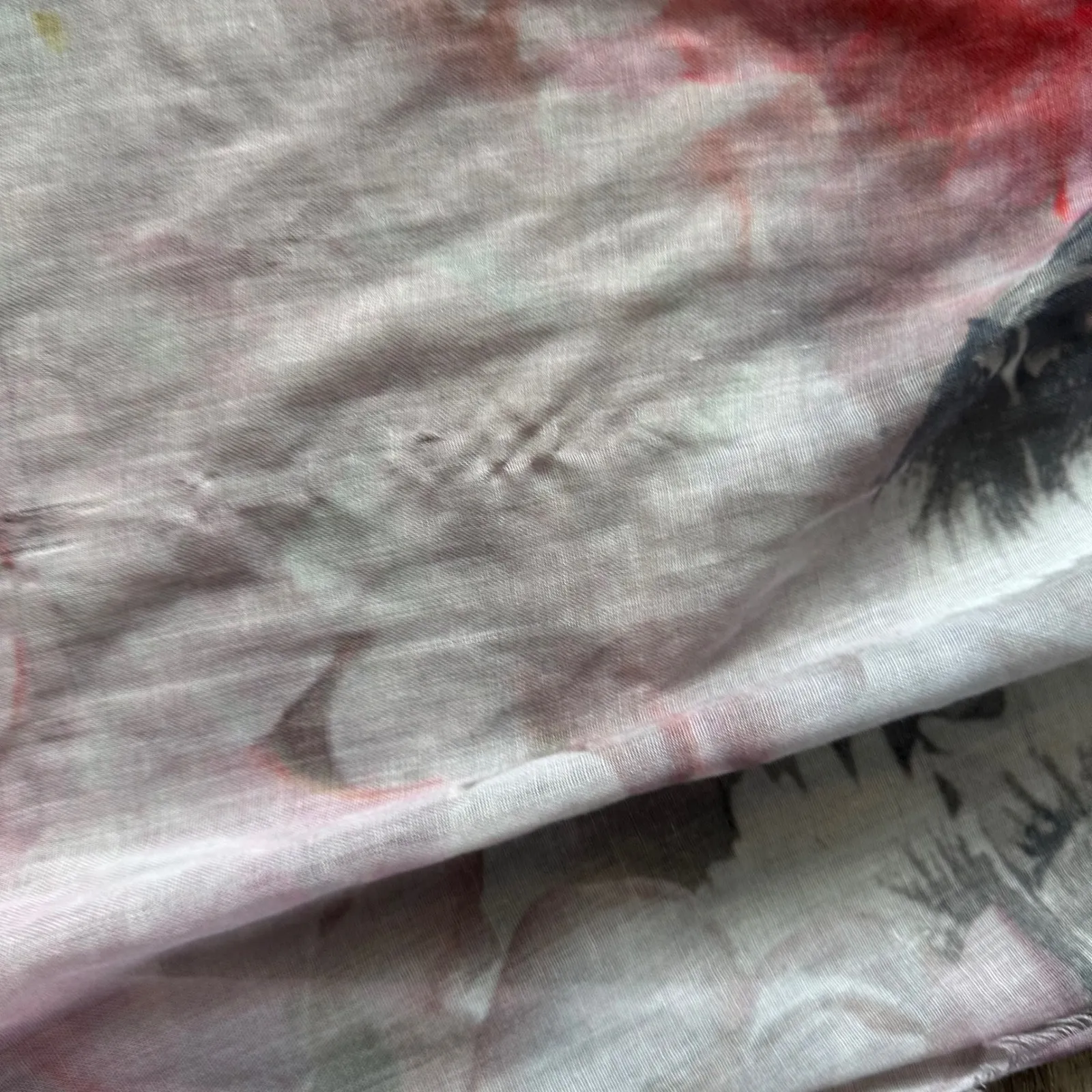 Echo Watercolor Floral Scarf Shawl Wrap Made in India Poppy Feminine Romantic Blue - Image 8