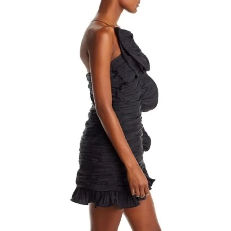 LoveShackFancy ​Brenaya Ruffle Flower Mini Bodycon Dress black size 6 - Image 12