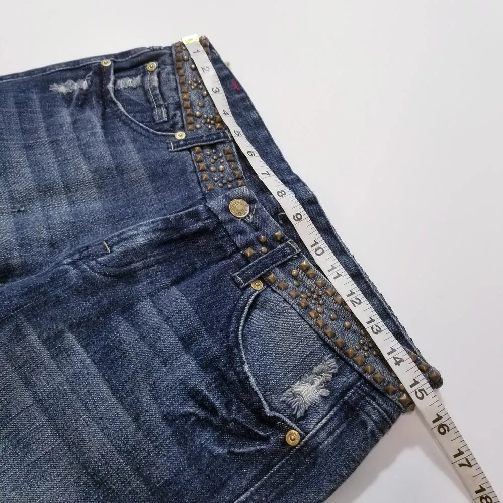 NEW 7 For All Mankind Jeans Studded "A" Pocket" Bootcut Blue Denim - Image 6