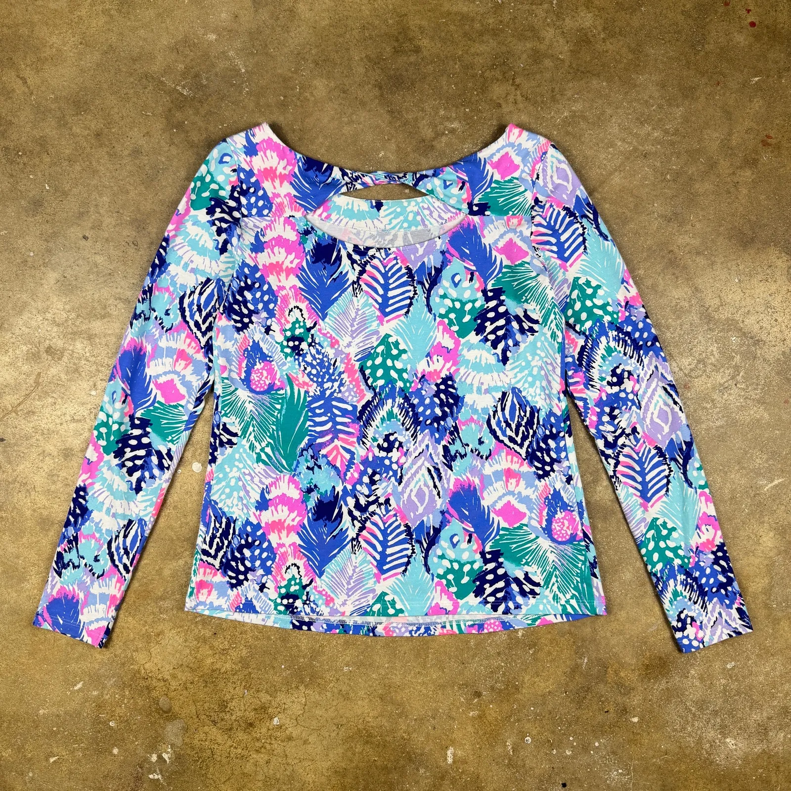 Lilly Pulitzer Tristan‎ Top Boat Neck Long-Sleeve Size XS Twist Back Keyhole - Image 5