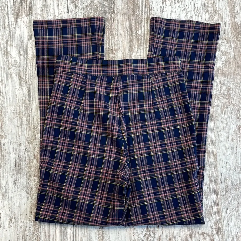 Urban Outfitters Lola Blue and Pink Plaid Kick Flare Pants Size 0 - Image 10