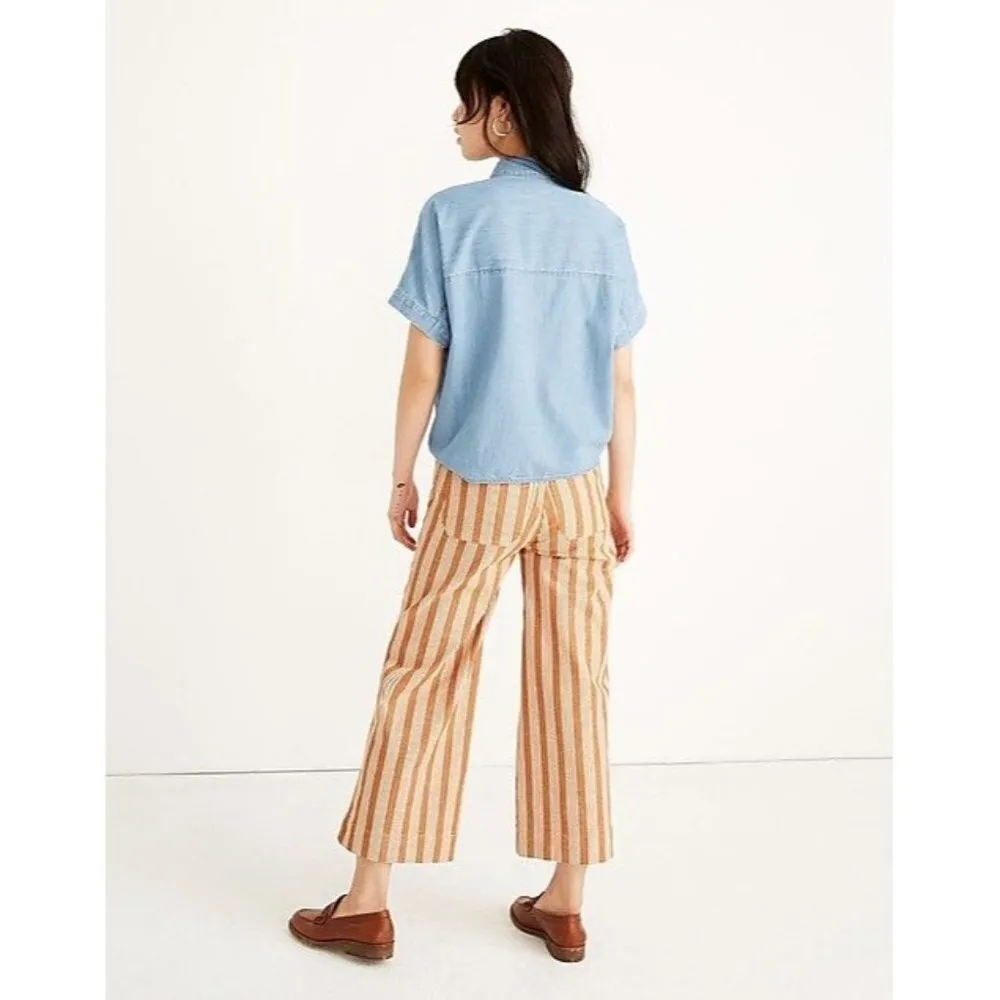 Madewell Blue Denim Chambray Short Sleeve Tie Front Button Down Top S - Image 2