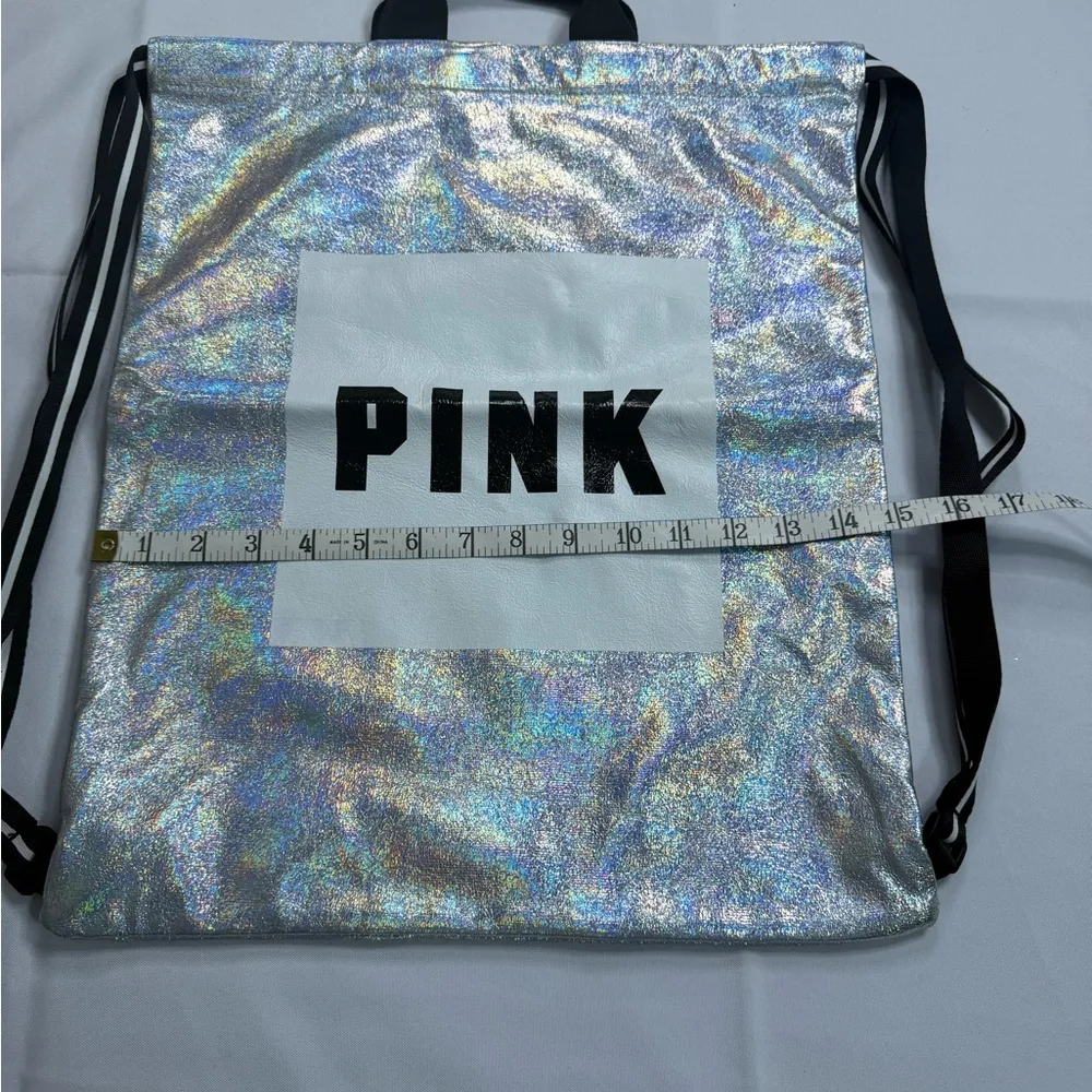 PINK Victoria's Secret Silver Holographic Backpack - Image 3