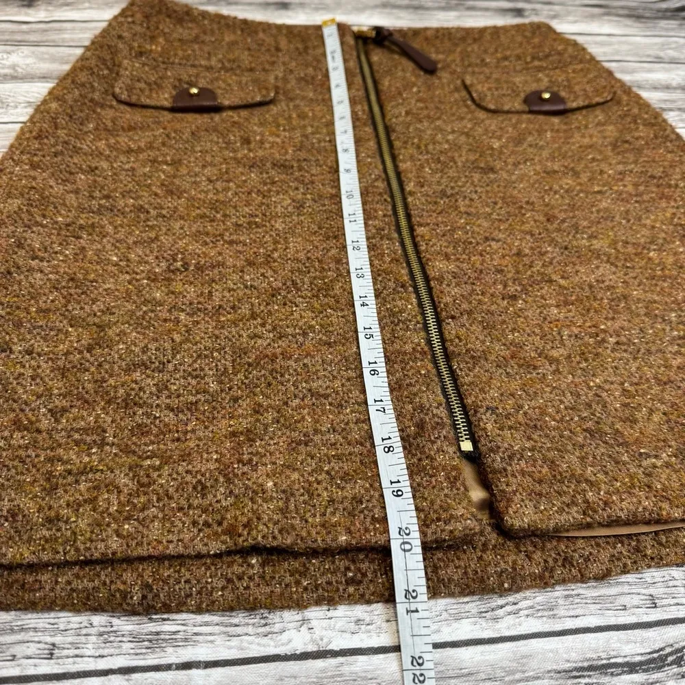 Vittadini Women's Wool Boucle Woven Tweed Skirt 10 Gold Brown Yellow Full Zipper - Image 12