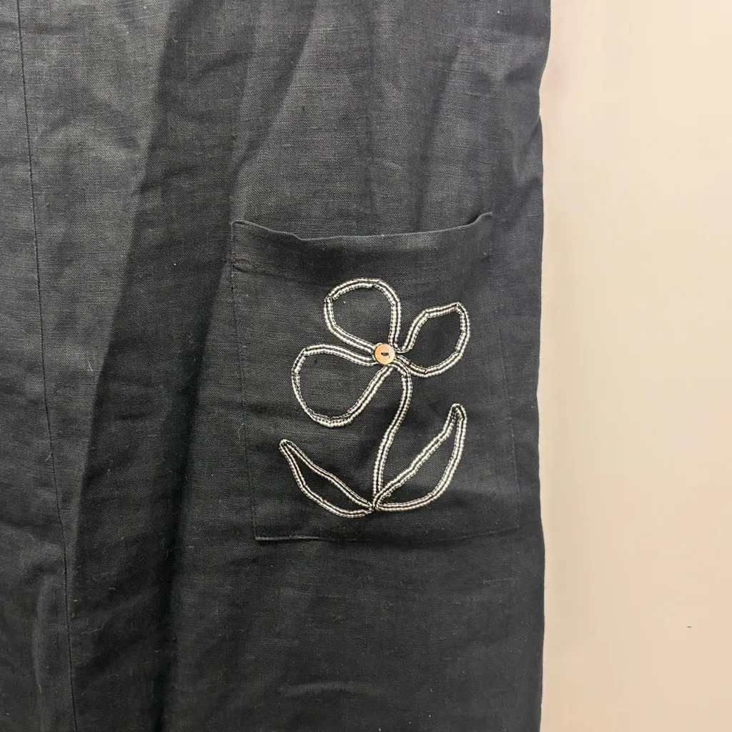 Talbots Linen Black Maxi Dress Vintage Womens XL Made in USA - Image 3