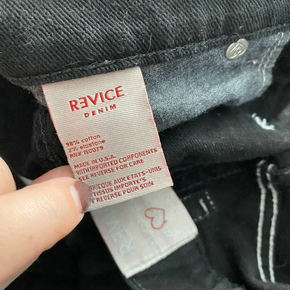 Revice Denim Black High Rise Shiny Cropped Straight Leg Jeans‎ Size US 29 - Image 9