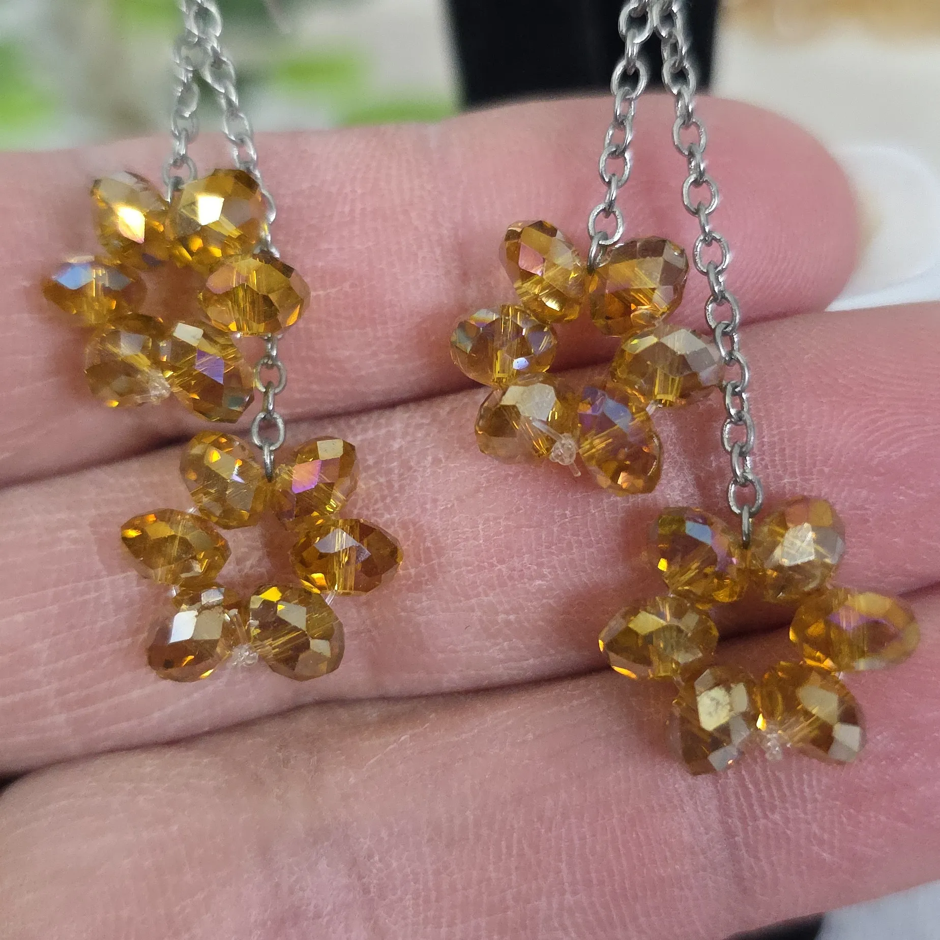 Champagne AB Crystal Bead Necklace Bracelet Earrings Set - Image 10