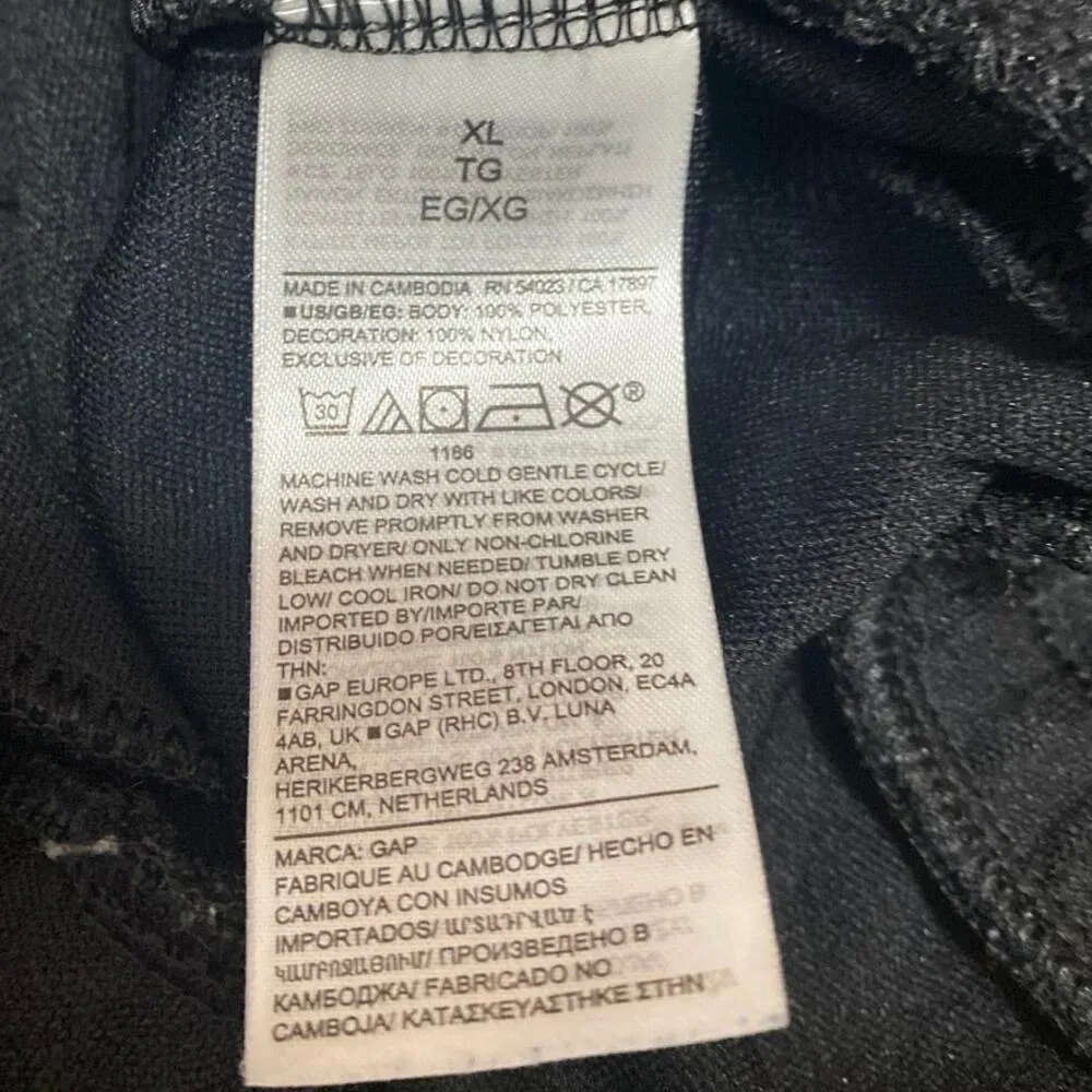 Gap Women's Black Drawstring Elastic Waist Straight Leg Lounge Sweatpants Sz XL - Image 5