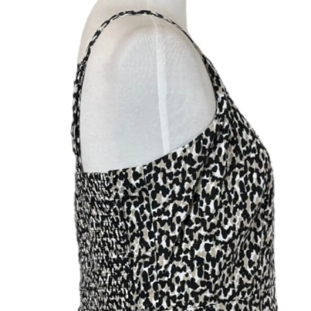 Old Navy Cami Dress Smocked Linen Blend Adjustable Leopard Print Women’s Large - Image 7