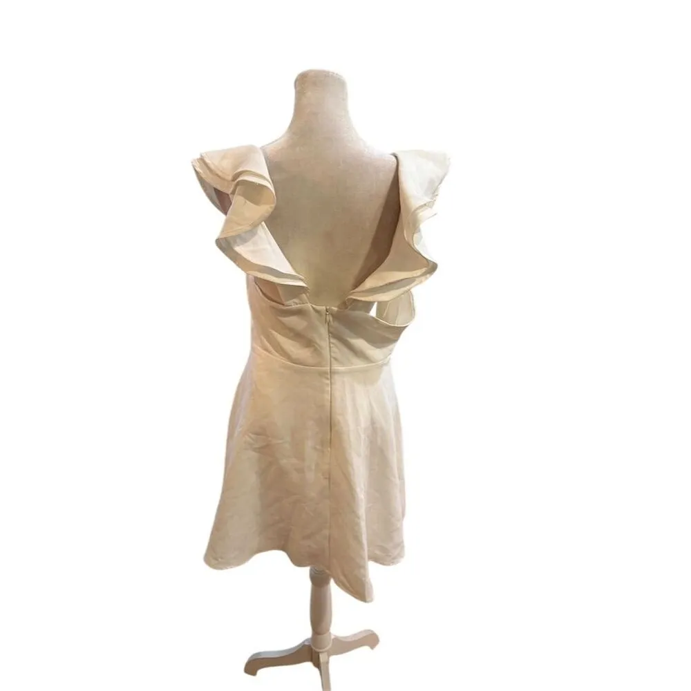 Lulus Women's White Ruffled Skater Dress Size L Party Cocktail Size L - Image 4